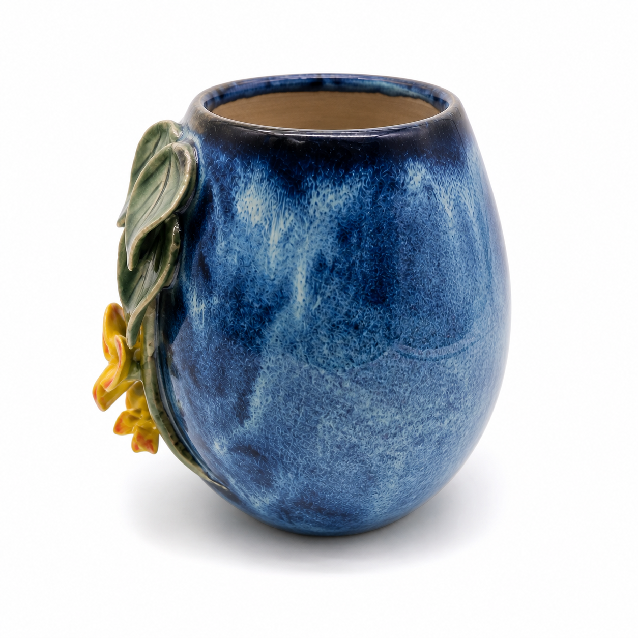 Verdurous Flora ceramic vessel, rear white studio view