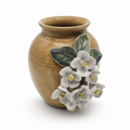 Honey Blossom ceramic vessel, front white studio view