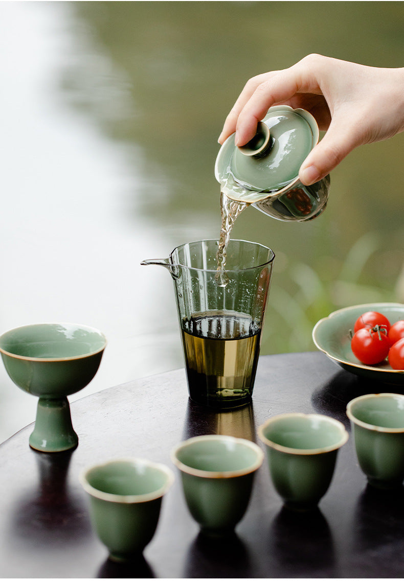 Luxury Handcrafted Celadon Gaiwan Tea Set | Literati Kung Fu Tea Ware