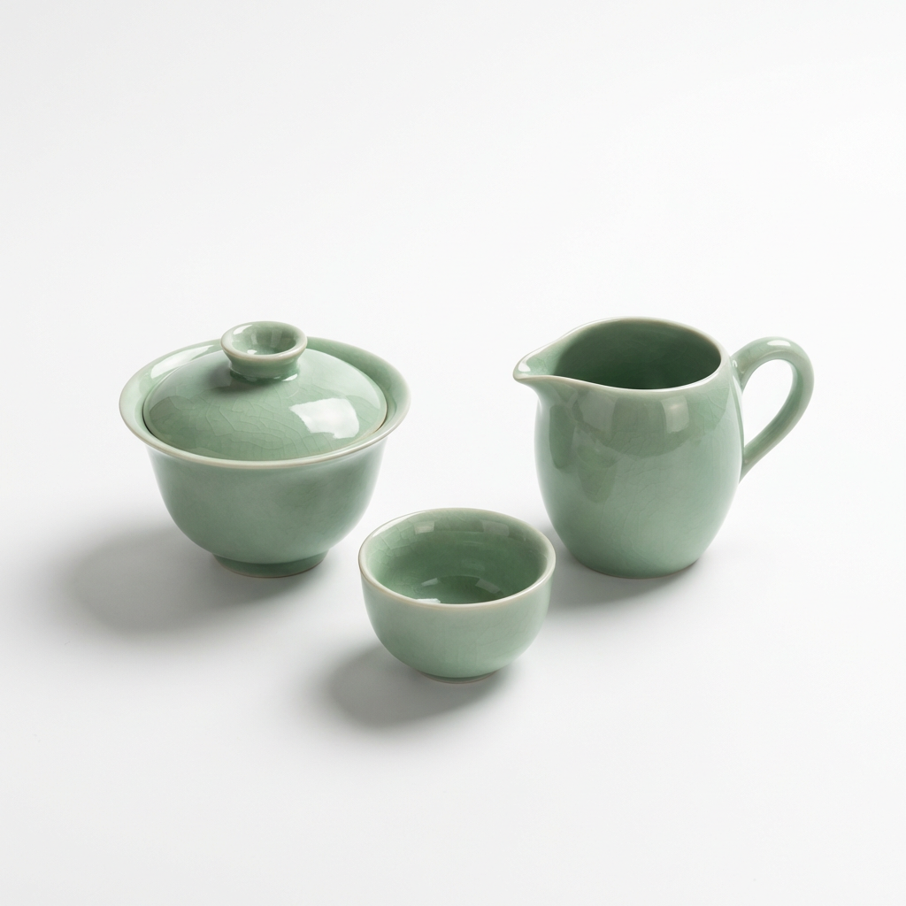 Luxury Handcrafted Celadon Gaiwan Tea Set | Literati Kung Fu Tea Ware