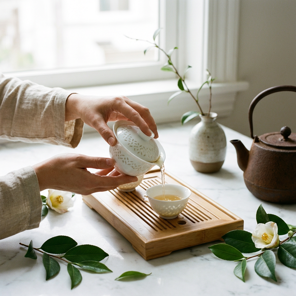 Luxury Linglong Porcelain Gaiwan Tea Set | Heat-Insulated Hover Lid